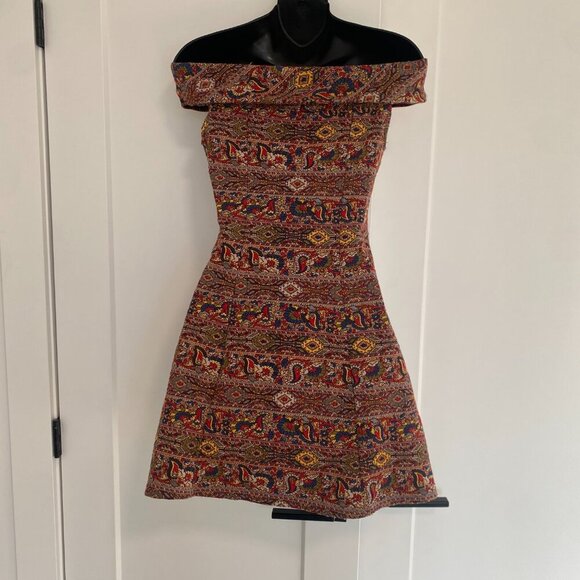 ZARA Trafaluc Paisley Multicolour Boat Neck Sleeveless Mini Dress Size Small - Picture 5 of 5